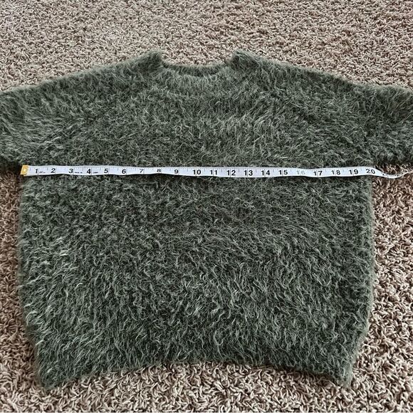 Pink Rose Eyelash Crew Neck Olive Green Long Sleeve Soft Cozycore Sweater SZ XS - Picture 4 of 9